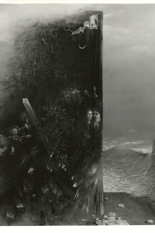 Nikolaj Feďkovič, Loď z Európy (Kuba), 1986, olej na plátně a dřevě